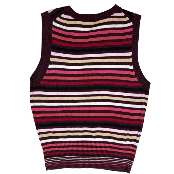 vest top THE LIMITED XS/S vintage striped V neck pullover silk blend fine knit - Picture 4 of 8